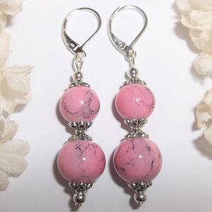 Pink Beaded Earrings Set Dangle Jewelry Gift Idea For Her Handmade Pair New 6711